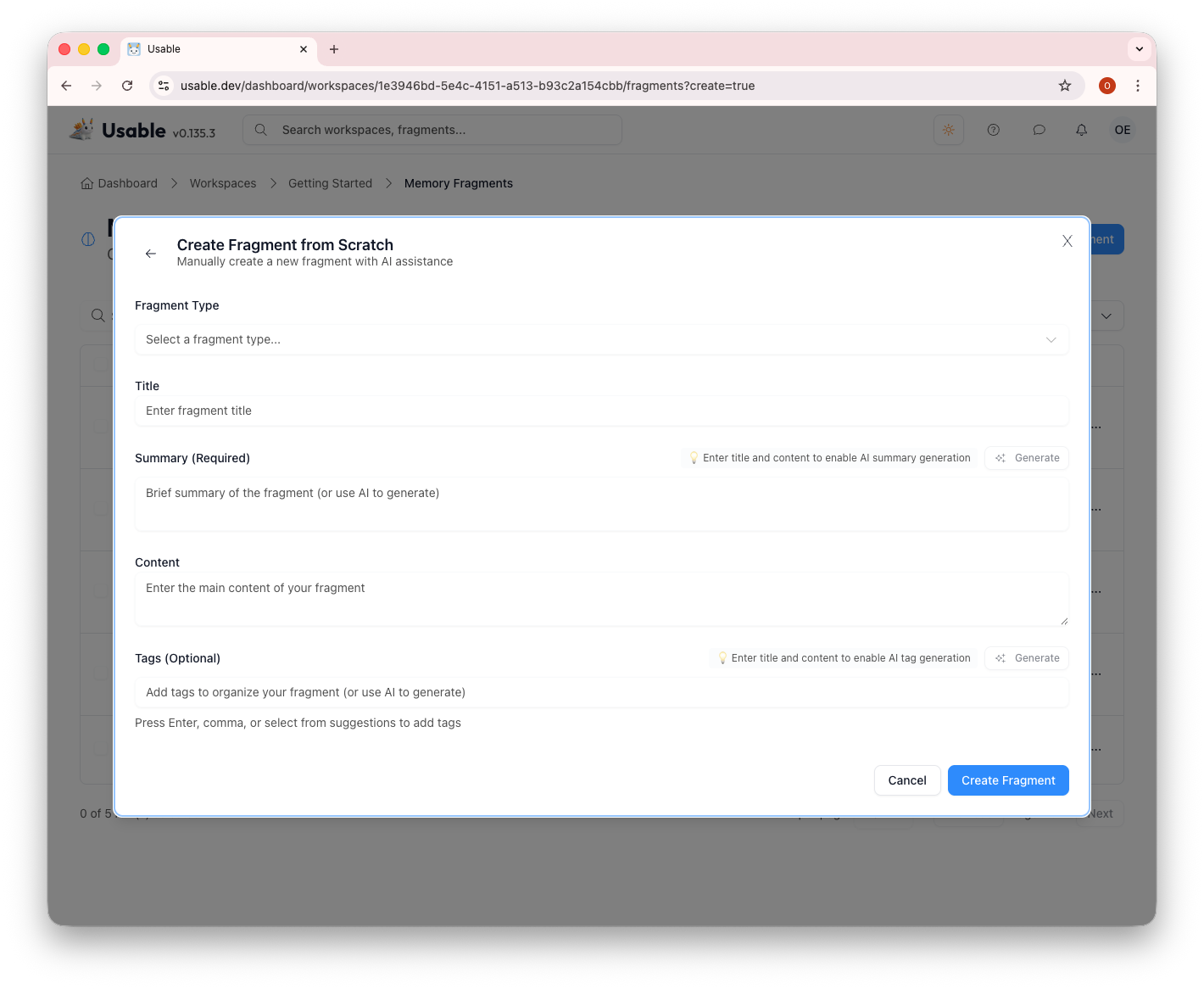 Create fragment form